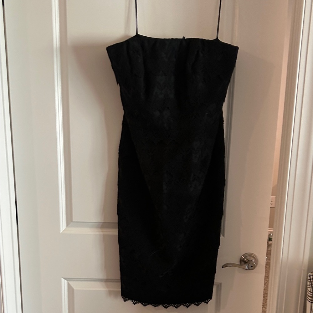Carmen Marc Valvo Black Lace Strapless Dress
